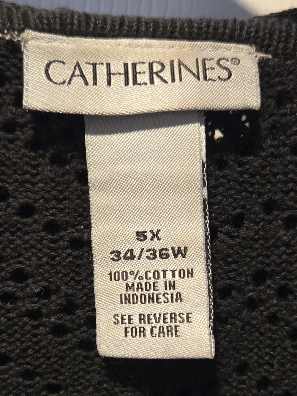 Catherines 5X Black Open-Knit Sweater/Cardigan - Picture 12 of 14